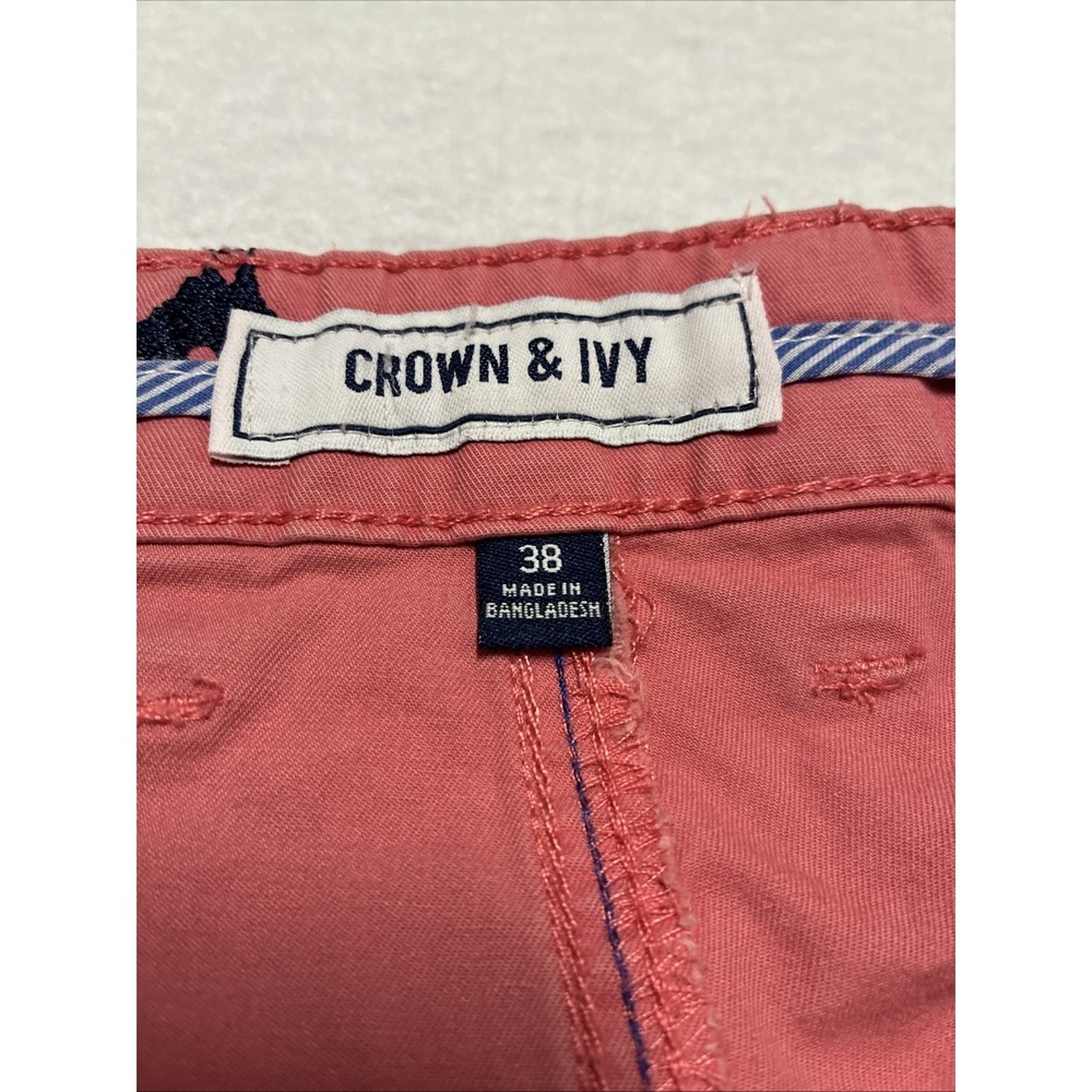 Crown & Ivy Shorts Men's 38 Pink AOP Blue Roosters Preppy Summer Casual Flare - Picture 3 of 7
